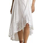 Ralph Lauren Polo Asymmetrical Eyelet Mid Skirt Ruffle Wrap Boho Summer Luxe 10 Photo 2