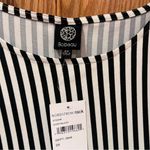 Bobeau  Vertical Stripe Flutter Sleeve Side Tie Top Black and Ivory‎ Size 3X Photo 7