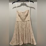 BCBG Max Azria Lisanne Cream Beige Strapless Lace Mini Dress Photo 2