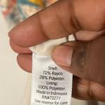 Nine West XXL CRACKLE LEAVES CORAL SIDE TIE FAUX WRAP MINI SQUARE NECK DRESS Photo 2