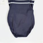 Adrienne Vittadini [] Navy Charcoal Striped Vintage Y2K Belted Swimsuit NWT Sz 6 Photo 4