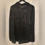 POL  Long sleeve sequin shirt LARGE preloved anthropologie sheer black Photo 4