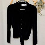 Chico's  Travelers Y2K 90s Black Button Down Tie Longsleeve Shirt Size 0 S Photo 0
