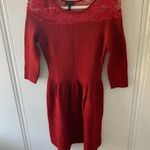 Jessica Simpson Red Sweater Lace Fit & Flare Dress Photo 0