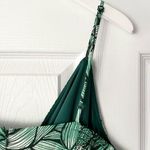 Lulus Lulu’s Green Black White Vacation Mood Leaf Print Ruffle High Slit Maxi Dress XL Photo 12