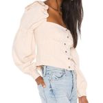 Song Of Style Emery Top One Shoulder Ruffle Beige Check White Photo 3