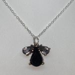 Handmade Silver-Tone Black & Clear Rhinestone Fly Pendant Necklace Photo 1