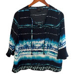 Rafaella Blue Tie Front Relaxed Blouse Photo 0