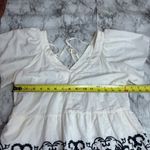 Old Navy  Embroidered Flutter-Sleeve Swing Dress small cotton blend white black Photo 6