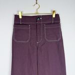 Anthropologie  Maeve The Colette Contrast Stitch Cropped Wide-Leg Pant Brown 25 Photo 7