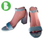 CL by Laundry ICY BLUE VELOUR ANKLE STRAP BLOCK HEEL SHOES (9) Photo 1