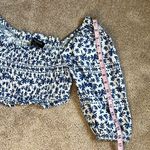 MINKPINK Ithica Shirred Smocked Crop Top in Blue & White . Size Small Photo 7