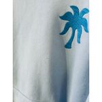 Pink Palm Puff Blue Embroidered Palm Tree Hibiscus Hoodie Sweatshirt Size S Photo 1