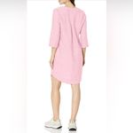 Foxcroft Women's Plus Size 14 Pink Linen Shirt Dress 3/4 Sleeve V-Neck Photo 4