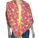 Betsey Johnson  NWT Pink Yellow Garden Rose Print Large Loop Infinity Scarf Photo 0