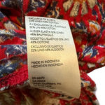 Free People Womens Top Size S Red Floral Linen Cotton Smocked Flutter Sleeves Photo 2