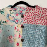 Floral Patchwork Cottagecore Pretty Cardigan Top Button Down Blue Size L Photo 2