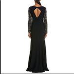 THEIA - Embellished Tulle Crepe Mermaid Gown Navy Crystal Sleeve Formal Prom Photo 1