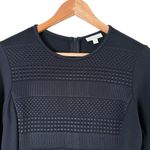 Shoshanna  Crewneck Long Sleeve Sheath Cocktail Dress in Black Geo Textured, Sz 6 Photo 1