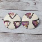 Vintage Stud Earrings For Pierced Ears Retro Circular Extra Large Photo 0