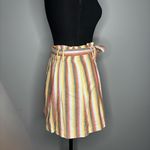 American Eagle  Outfitters Women's Striped Mini Skirt Size S Tie Belt Waist Linen Photo 2