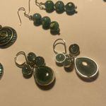 Lot Of 4 Dangle Costume Earrings Pierced Beaded Mix Silver Tone Blue / Green Photo 3