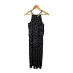 London Times Black White Polka Dot Halter Jumpsuit Keyhole Dressy Size 4 Photo 3