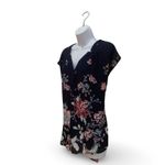 NY & Co Navy Coral Floral Cap Sleeve Blouse Blue Size L Photo 1