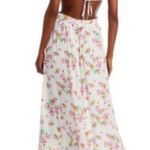 WAYF  Open Back Floral Maxi Dress Ivory‎ L Photo 1