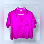 Juicy Couture Women’s Hot Fuschia Pink Rhinestoned Satin Pajama Shirt Photo 1