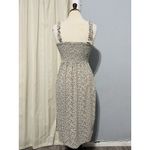 AUW  L Green Floral Smocked Tie-Front Ruffle Strap Slit Midi Dress Padded Bra Photo 5