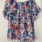 Milly Floral Sheer Ruffle Sleeves Flowy Top, Size M Photo 4