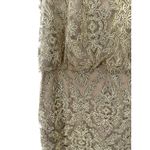 Tadashi Shoji  16 Blouson‎ Lace Sheath Dress Cap Sleeve Illusion Gold Beige Event Photo 4