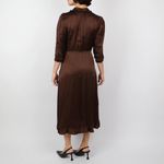 Jigsaw Silk Satin Ruffle Shirt Brown Midi Dress Size 4 Photo 2