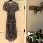 Needle & Thread Comet Midi Dress Size 2 XS Blue Gray Lavender Beaded Open Back Photo 11