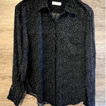 Equipment  Femme Women Sz Large Blouse Button Down Polka Dot Black Preppy Classic Photo 0