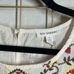 Blu Pepper Cream Boho Embroidered Ruffle Sleeve Top | NWT | Size L | Feminine & Flowy Photo 3