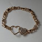 Heart Crystal Rhinestones Necklace Earrings Bracelet Ring Set Gold Filled Photo 6