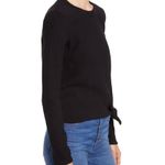 Madewell NWOT Elwood Black Ribbed Knit Knot-Front Long Sleeve Top Size Medium Photo 1