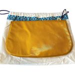 Tory Burch Designer Shinny Mustard Yellow Magnetic Closure Clutch Medium Duster Photo 2