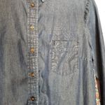 Anthropologie  POSTMARK DENIM DITSY MICRO LORAL TRIM LONG LINE BUTTON DOWN TOP Photo 8