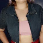 y2k denim open crop top with collar Size M Photo 3