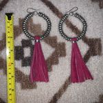Fringe Leather Earrings Pink Photo 2