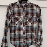 BP - . Plaid Button‎ Up Shirt Size S Top Blue Plaid Long Sleeve Women's Layer Photo 0