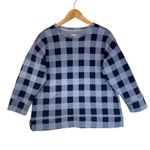 Lands' End  Quilted Plaid Crewneck Cotton Sweatshirt Pullover Cozycore Comfy M Photo 1