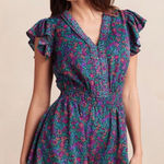 Summersalt The Silky Luxe Ruffled Romper Sz Small Floral Cover Up Beachy Resort Photo 0