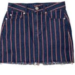 American Eagle Patriotic Americans Striped High Waisted Denim Mini Skirt 2 Photo 0