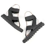 Sorel Roaming T-Strap Buckle Sandals Size 5.5 Black Leather Strappy Rugged Sole Photo 9