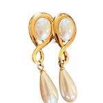 Vintage 80’s 4PR Costume Jewelry Clip On Earrings Door Knocker Faux Pearl Dangle Multiple Photo 2