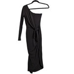 Nookie  Aphrodite One Shoulder Dress Midi Bodycon Black Long Sleeve XS New Photo 1
